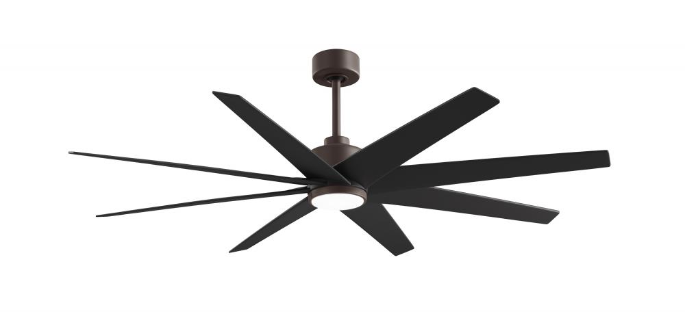 Ariella 8-blade ceiling fan in Textured Bronze and Matte Black blades