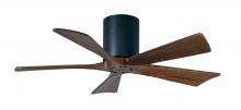 Matthews Fan Company IR5H-BK-WA-42 - Irene-5H five-blade flush mount paddle fan in Matte Black finish with 42” solid walnut tone blad
