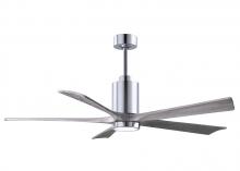 Matthews Fan Company PA5-CR-BW-60 - Patricia-5 five-blade ceiling fan in Polished Chrome finish with 60” solid barn wood tone blades