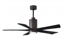 Matthews Fan Company PA5-TB-BK-52 - Patricia-5 five-blade ceiling fan in Textured Bronze finish with 52” solid matte black wood blad