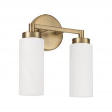 Capital Lighting 151721AD - 2-Light Cylindrical Vanity in Aged Brass with Faux Alabaster Glass