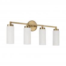 Capital Lighting 151741AD - 4-Light Cylindrical Vanity in Aged Brass with Faux Alabaster Glass