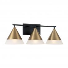 Capital Lighting 151931AB - 3-Light Cone Vanity in Black with Aged Brass and Frosted Glass Shades