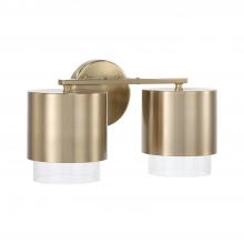 Capital Lighting 153021MA-549 - 2-Light Cylindrical Metal Vanity in Matte Brass with Seeded Glass