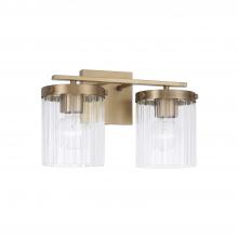 Capital Lighting 156221AD-555 - 2-Light Vanity in Aged Brass with Clear Beveled Fluted Glass