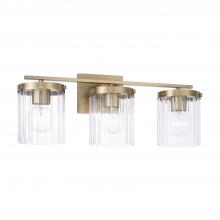 Capital Lighting 156231AD-555 - 3-Light Vanity in Aged Brass with Clear Beveled Fluted Glass