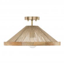 Capital Lighting 252811MA - 1-Light Dual Mount Pendant in Matte Brass with Mango Wood and Handwrapped Natural Jute Rope String