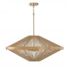 Capital Lighting 352842MA - 4-Light Pendant in Matte Brass with Mango Wood and Handwrapped Natural Jute Rope String