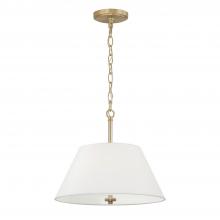 Capital Lighting 353231MA - 3-Light Dual Mount Pendant in Matte Brass with White Fabric Shade and Glass Diffuser