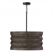 Capital Lighting 354041EB - 1-Light Pendant in Matte Black and Handcrafted Mango Wood in Espresso Stain