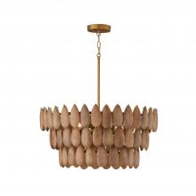 Capital Lighting 354441LW - 4-Light Pendant in Hand-distressed Patinaed Brass and Handcrafted Mango Wood