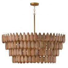 Capital Lighting 354461LW - 6-Light Pendant in Hand-distressed Patinaed Brass and Handcrafted Mango Wood