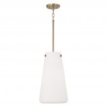 Capital Lighting 355211AD - 1-Light Pendant in Aged Brass with Tapered Soft White Glass