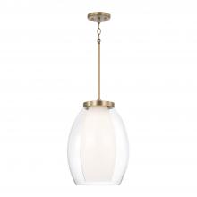 Capital Lighting 355911AD - 1-Light Pendant in Aged Brass with Layered White and Clear Glass