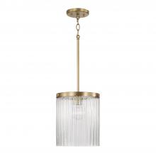 Capital Lighting 356211AD - 1-Light Pendant in Aged Brass with Clear Beveled Fluted Glass