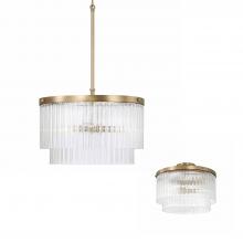 Capital Lighting 356231AD - 3-Light Dual Mount Pendant in Aged Brass with Clear Beveled Fluted Glass