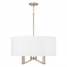 Capital Lighting 357041MA - 4-Light Pendant in Matte Brass with Clear Acrylic Accents and White Fabric Shade