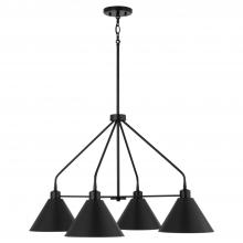 Capital Lighting 451341MB - 4-Light Modern Metal Chandelier in Matte Black with White Interior