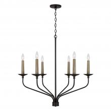 Capital Lighting 451561MB - 6-Light Chandelier in Matte Black with Interchangeable Faux Wood or Matte Black Candle Sleeves