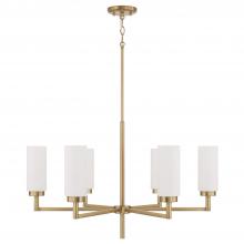 Capital Lighting 451761AD - 6-Light Cylindrical Chandelier in Aged Brass with Faux Alabaster Glass