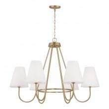 Capital Lighting 452761MA - 6-Light Chandelier in Matte Brass with Tapered White Fabric Shades and Glass Diffusers