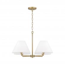 Capital Lighting 453242MA - 4-Light Chandelier in Matte Brass with White Fabric Shades and Glass Diffusers