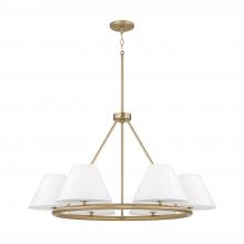 Capital Lighting 453261MA - 6-Light Circular Chandelier in Matte Brass with White Fabric Shades and Glass Diffusers