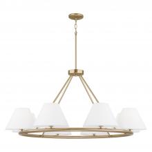 Capital Lighting 453281MA - 8-Light Circular Chandelier in Matte Brass with White Fabric Shades and Glass Diffusers