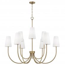 Capital Lighting 455291AD-550 - 9-Light Two-Tier Chandelier in Aged Brass with Tapered Soft White Glass