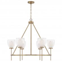 Capital Lighting 455961AD - 6-Light Ring Chandelier in Aged Brass with Layered White and Clear Glass