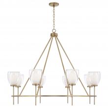 Capital Lighting 455981AD - 8-Light Ring Chandelier in Aged Brass with Layered White and Clear Glass