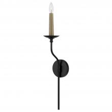 Capital Lighting 651511MB - 1-Light Sconce in Matte Black with Interchangeable Faux Wood or Matte Black Candle Sleeve