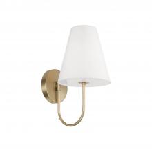 Capital Lighting 652711MA - 1-Light Sconce in Matte Brass with Tapered White Fabric Shade and Glass Diffuser