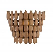 Capital Lighting 654411LW - 1-Light Flush Mount Sconce in Hand-distressed Patinaed Brass and Handcrafted Mango Wood