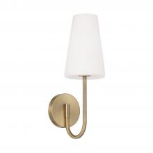 Capital Lighting 655211AD-550 - 1-Light Armed Sconce in Aged Brass with Tapered Soft White Glass