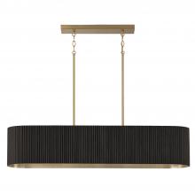 Capital Lighting 850751KR - 5-Light Linear Chandelier in in Matte Brass and Handcrafted Fluted Mango Wood in Black Stain