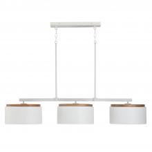 Capital Lighting 850931LT - 3-Light Linear Chandelier in White with Mango Wood and Matte White Metal Shades