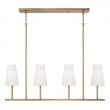 Capital Lighting 855241AD-550 - 4-Light Modern Linear Chandelier in Aged Brass with Tapered Soft White Glass