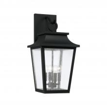 Capital Lighting 953341BK - 4-Light Outdoor Tapered Wall Lantern in Black with Ripple Glass