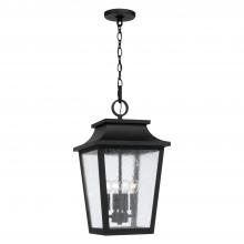 Capital Lighting 953344BK - 4-Light Outdoor Tapered Hanging Lantern in Black with Ripple Glass