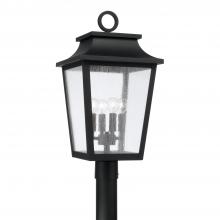 Capital Lighting 953345BK - 4-Light Outdoor Tapered Post Lantern in Black with Ripple Glass