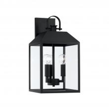 Capital Lighting 953431BK - 3-Light Outdoor Square Rectangle Wall Lantern in Black with Clear Glass