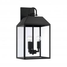 Capital Lighting 953432BK - 3-Light Outdoor Square Rectangle Wall Lantern in Black with Clear Glass