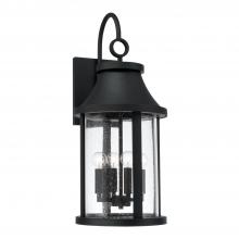 Capital Lighting 953641BK - 4-Light Outdoor Cylindrical Wall Lantern in Black with Seeded Glass