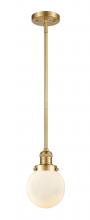  201S-SG-G201-6-LED - Beacon - 1 Light - 6 inch - Satin Gold - Stem Hung - Mini Pendant