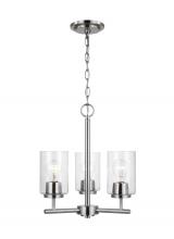 Generation Lighting Seagull 31170-962 - Oslo indoor dimmable 3-light chandelier in a brushed nickel finish with a clear seeded glass shade