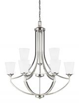 Generation Lighting Seagull 3124509EN3-962 - Hanford traditional 9-light LED indoor dimmable ceiling chandelier pendant light in brushed nickel s