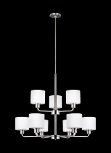 Generation Lighting Seagull 3128809-962 - Canfield modern 9-light indoor dimmable ceiling chandelier pendant light in brushed nickel silver fi