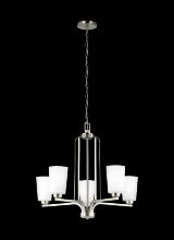 Generation Lighting Seagull 3128905-962 - Franport transitional 5-light indoor dimmable ceiling chandelier pendant light in brushed nickel sil