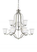 Generation Lighting Seagull 3139009-962 - Emmons traditional 9-light indoor dimmable ceiling chandelier pendant light in brushed nickel silver